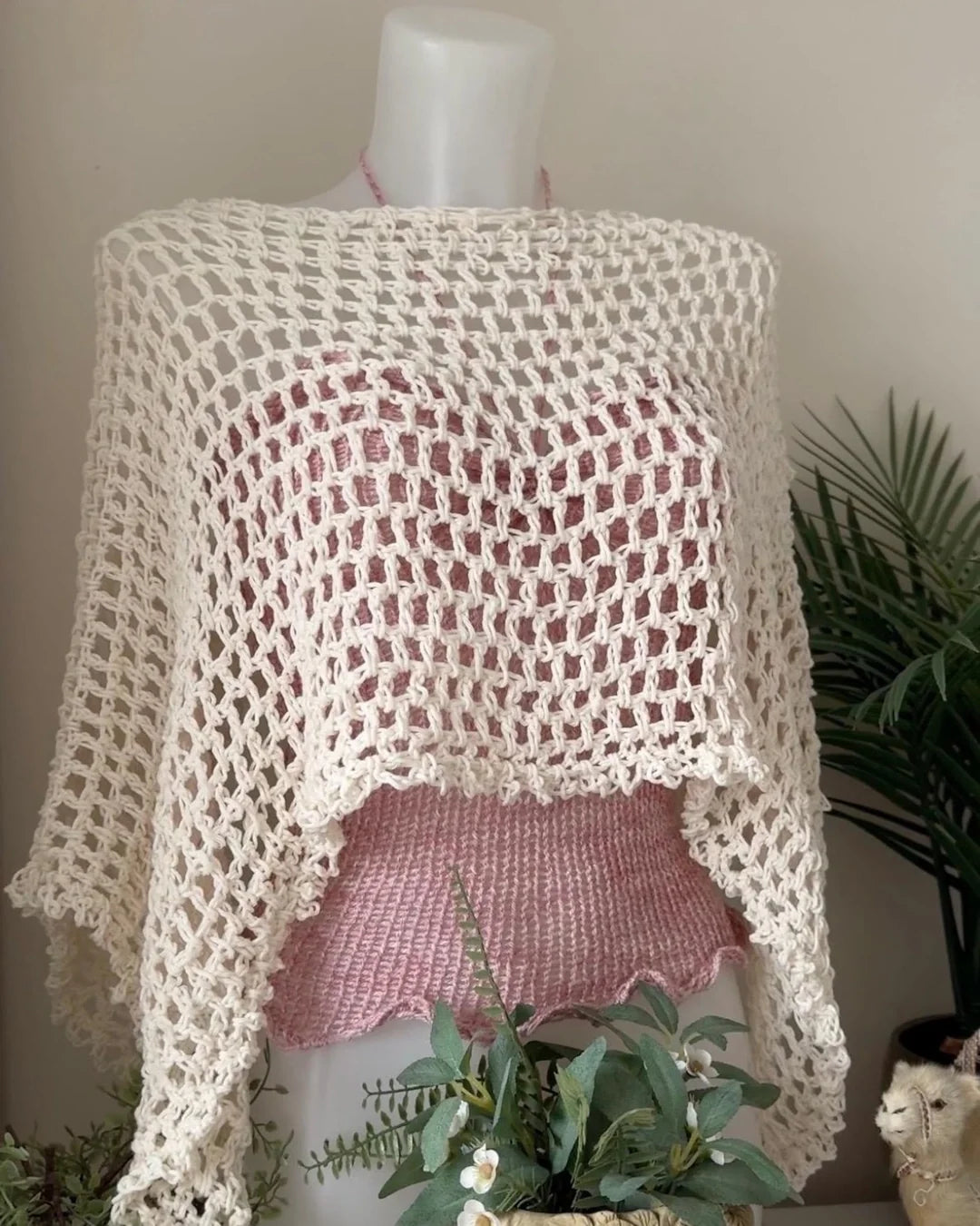 Finished Selenya shawl poncho from the Stitchy Crochet PDF pattern