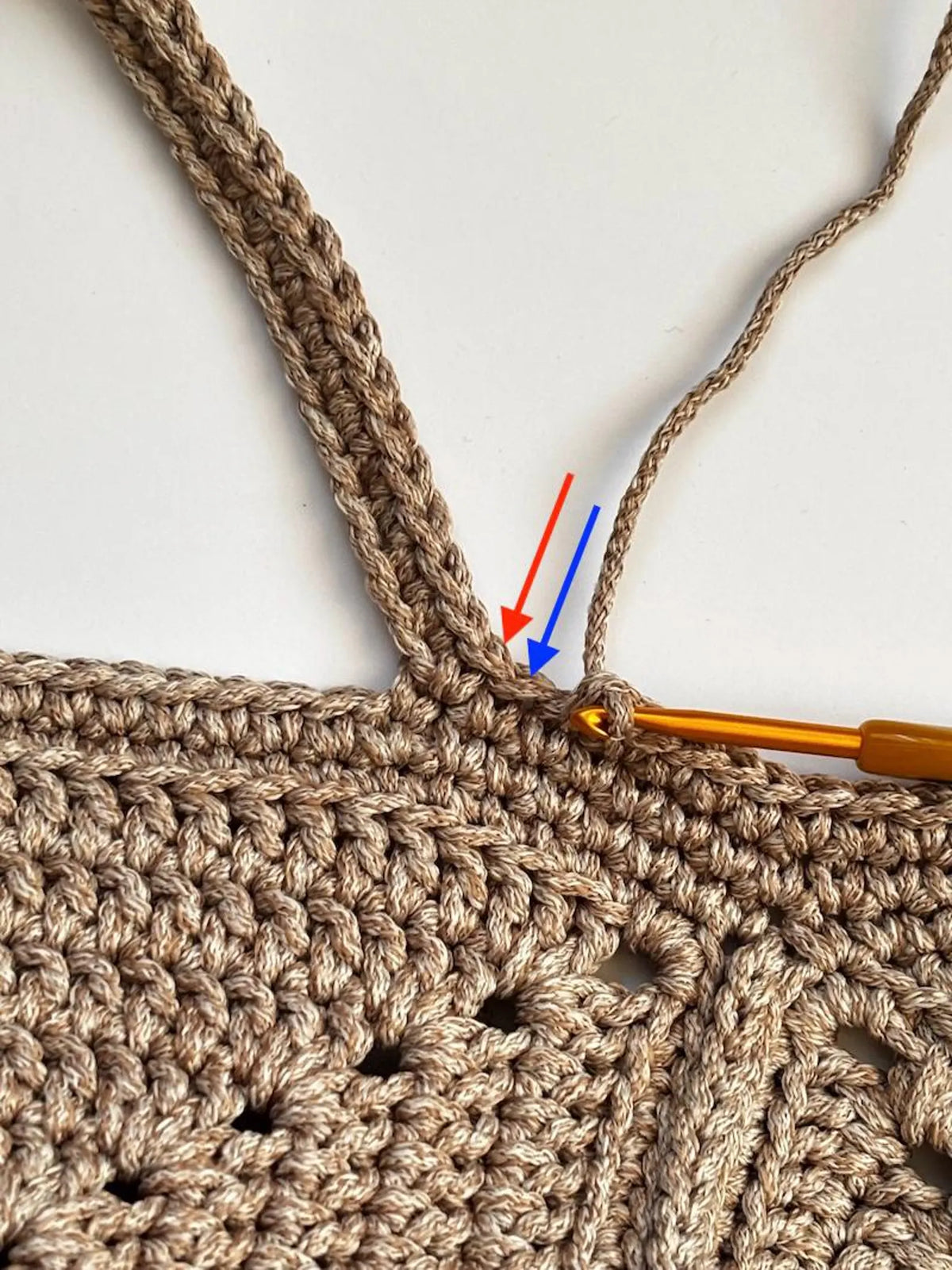 Granny square tote crochet pattern, finished example bag