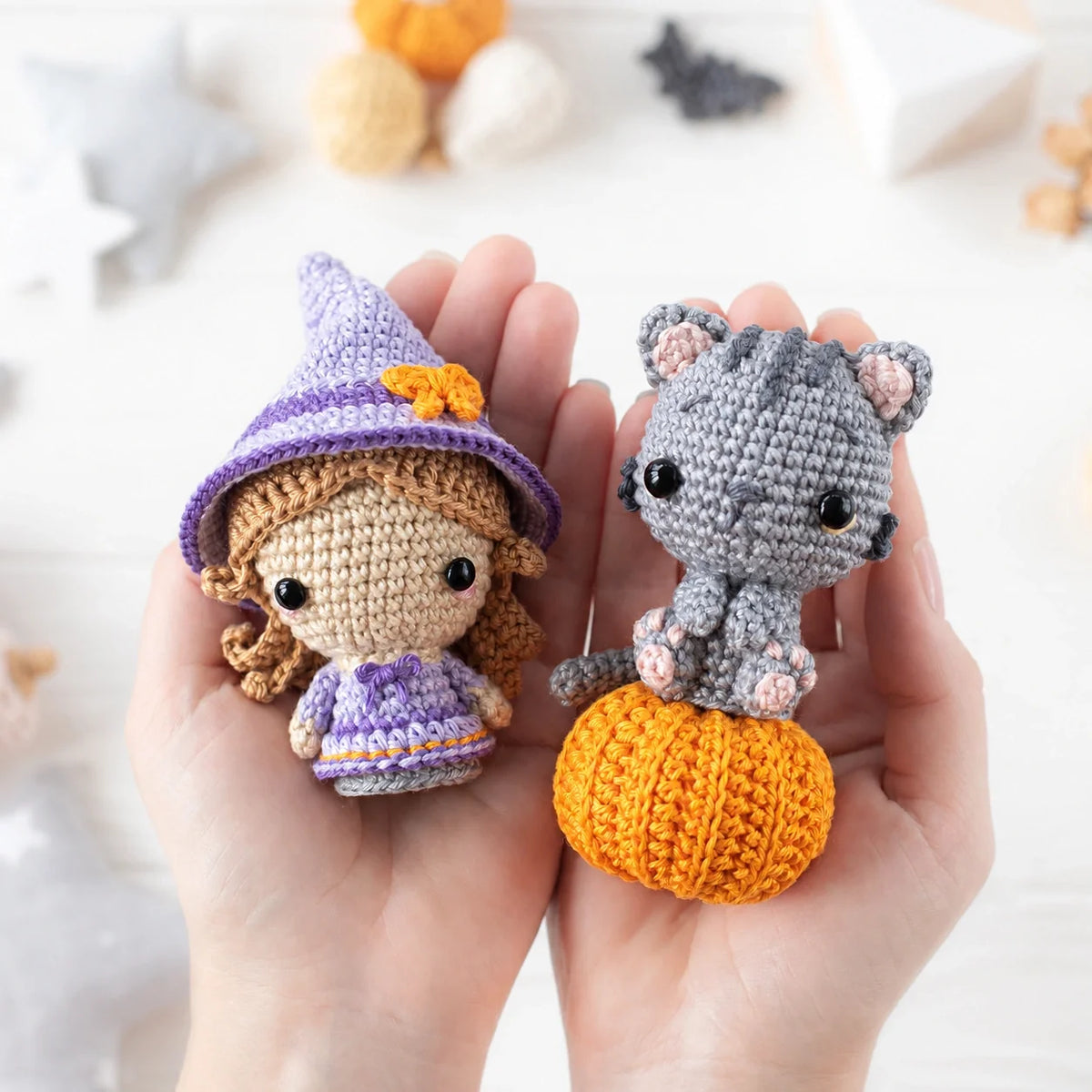 Crocheted scarecrow amigurumi figure