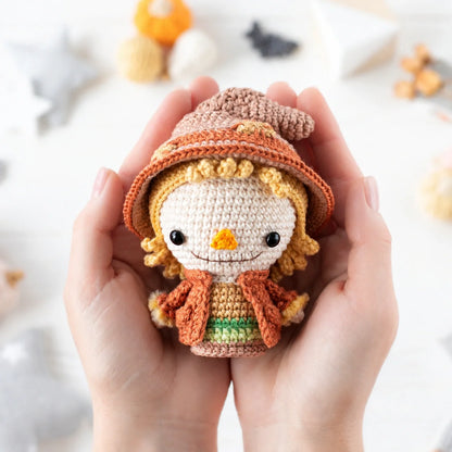 Crocheted mummy amigurumi figure