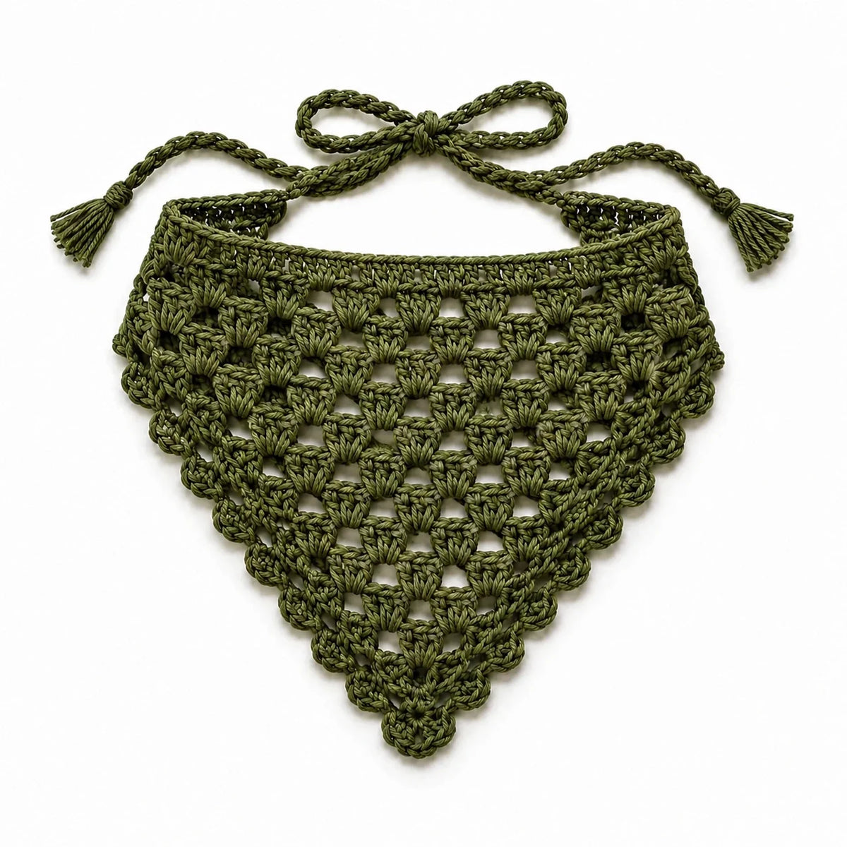 Floral crochet bandana with lace edging