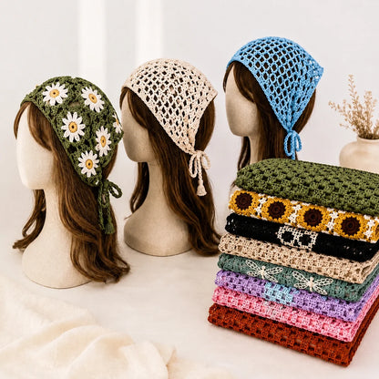 Modern minimalist crochet bandana in a solid color