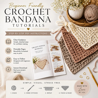 Striped crochet bandana in pastel tones