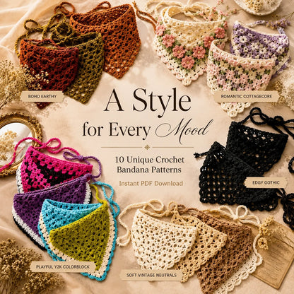 Crochet bandana with fringe detail