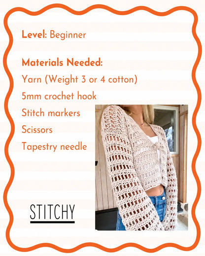 Finished Breezy Mesh Tie-Front Cardigan laid flat