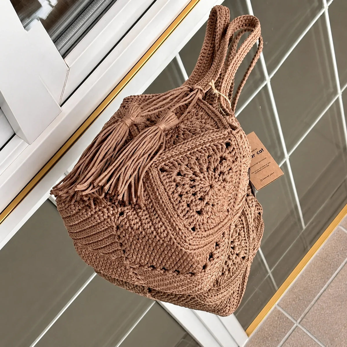 Handmade market bag styled with a summer outfit