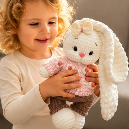 Close-up of Bella the Bunny's face and floppy ears