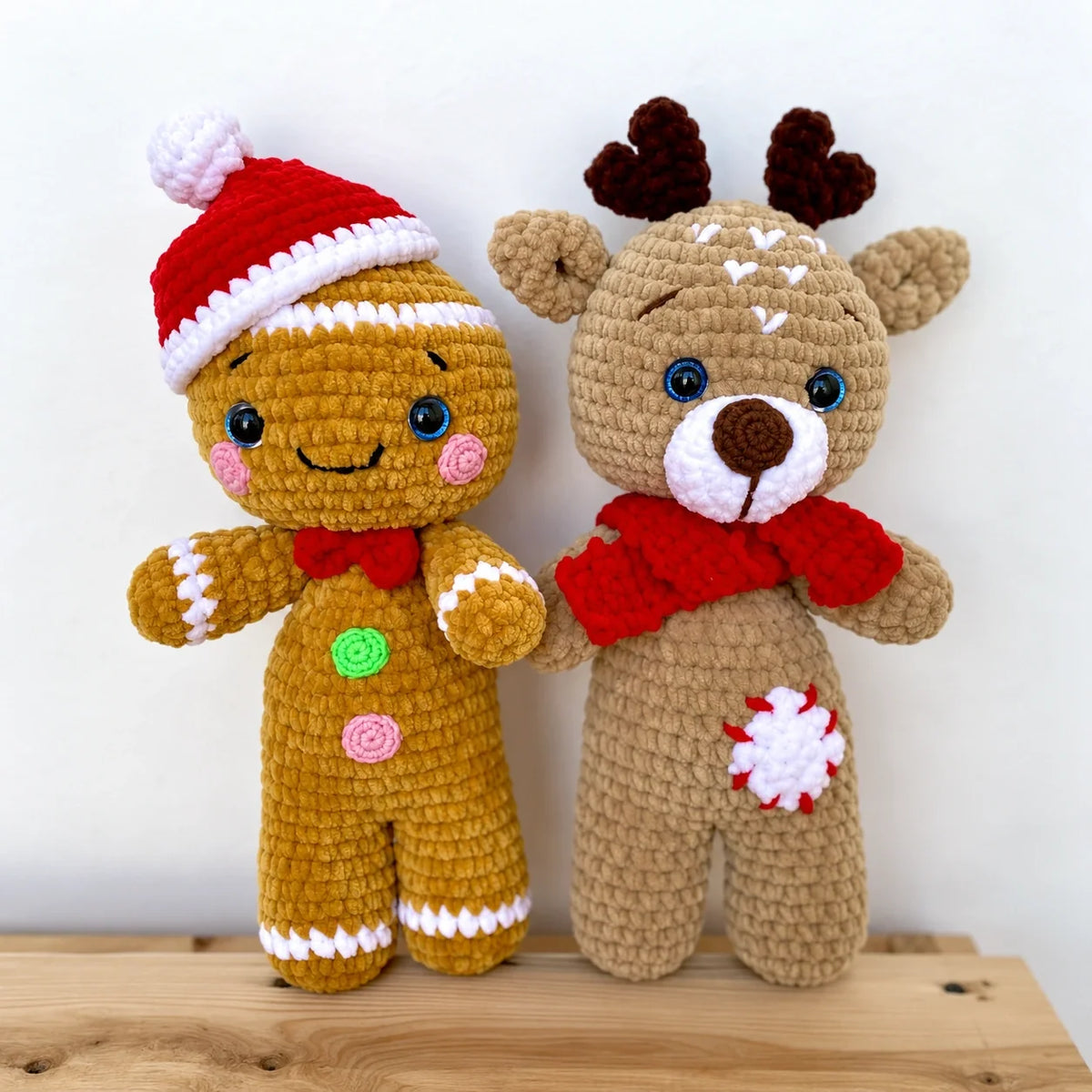 Crocheted gingerbread man amigurumi with icing details
