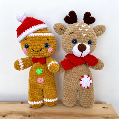 Crocheted gingerbread man amigurumi with icing details