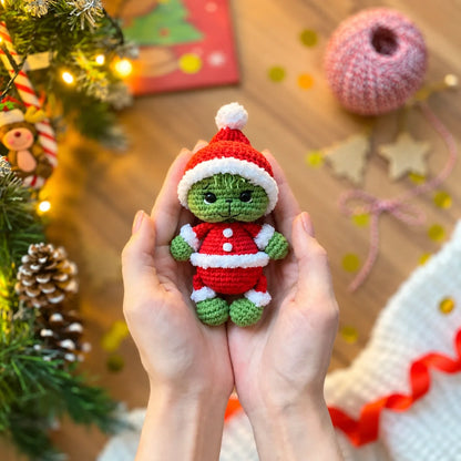 Crocheted Santa amigurumi figure close-up
