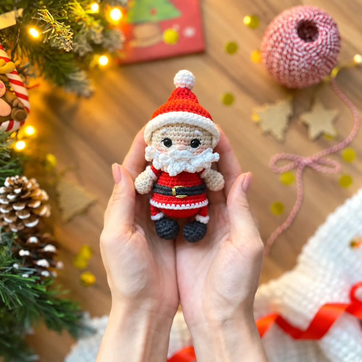 Crocheted snowman and gingerbread man amigurumi