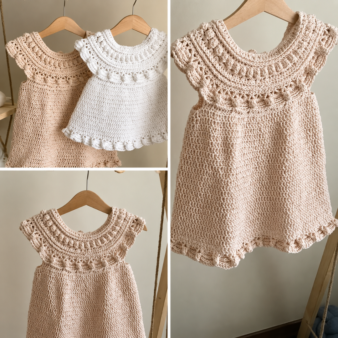 Detail of the Moonpetal baby dress crochet PDF pattern
