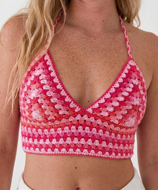 Granny stitch bralette with triangle cups and slim straps