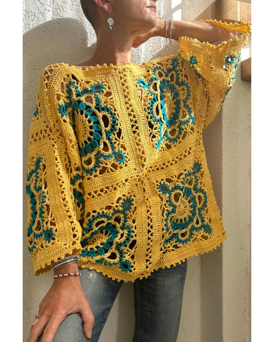 Clas Top granny square crochet top, front view
