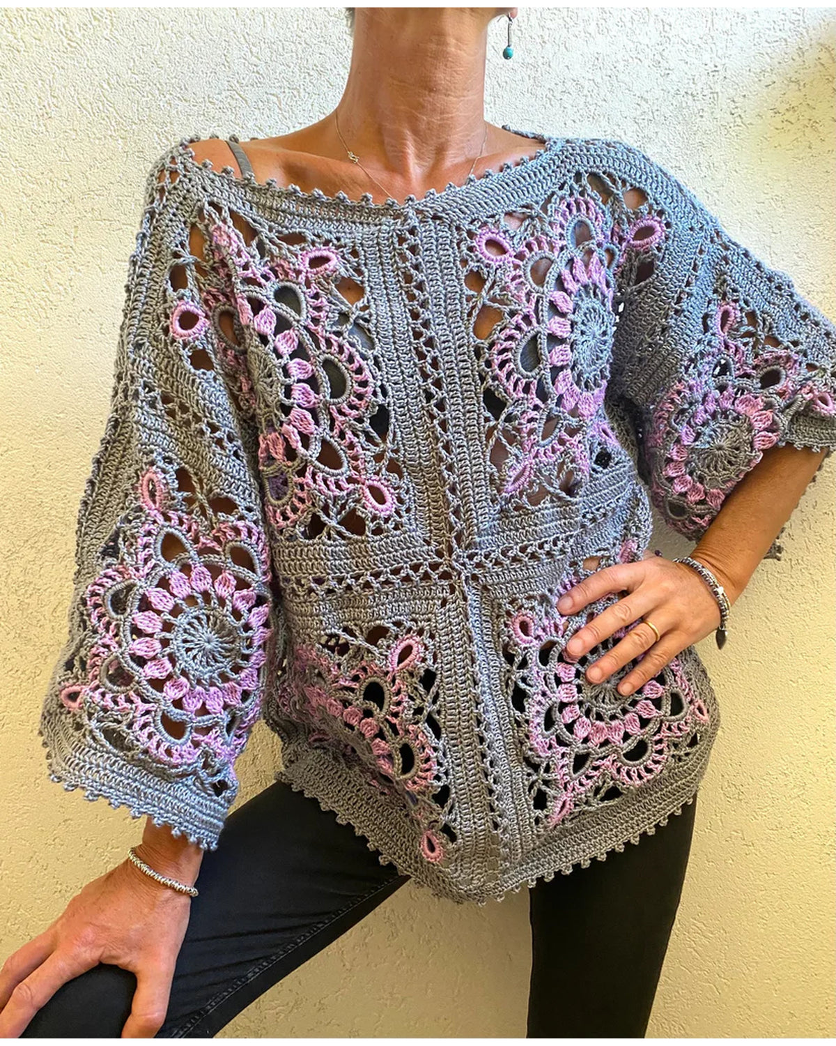 Crochet Clas Top layered over a tank for a summer look