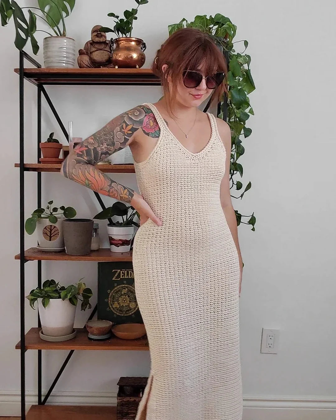 Back view of the crocheted made-to-measure summer dress