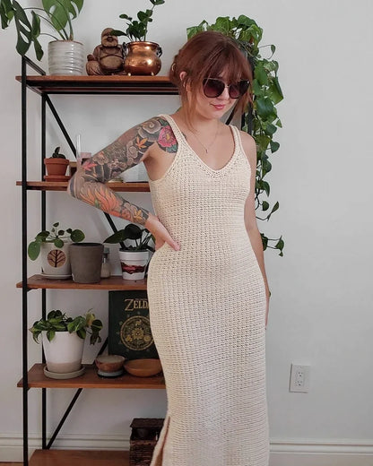 Back view of the crocheted made-to-measure summer dress