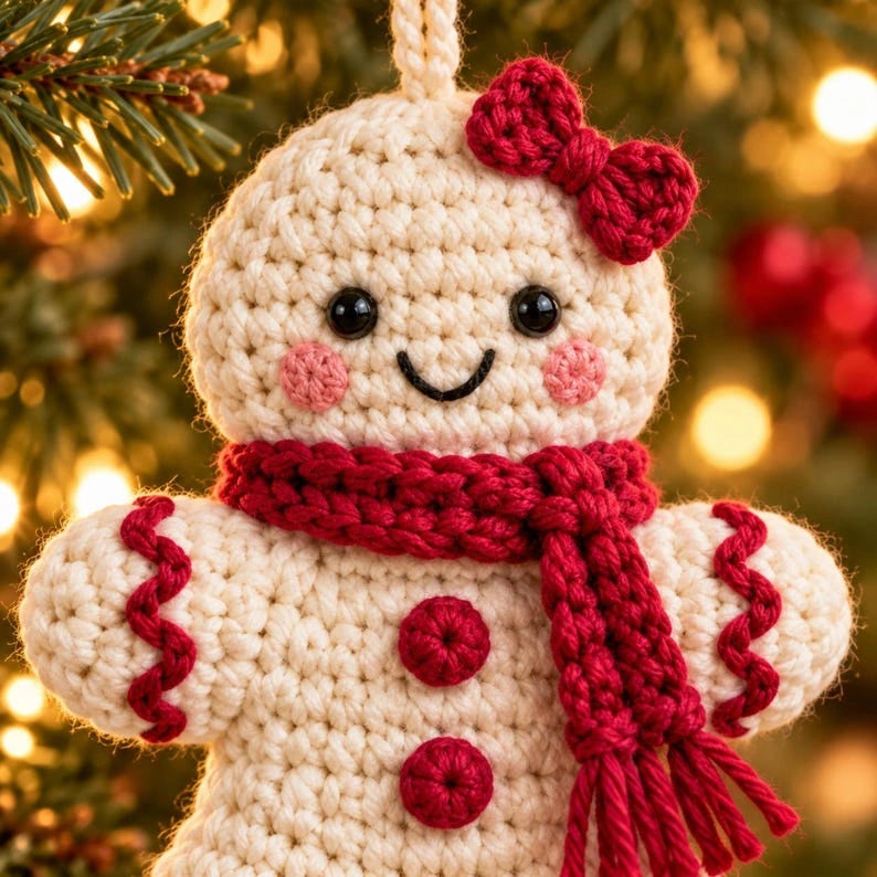 Cream gingerbread with cranberry bow