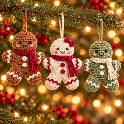 Gingerbread ornaments on a festive branch