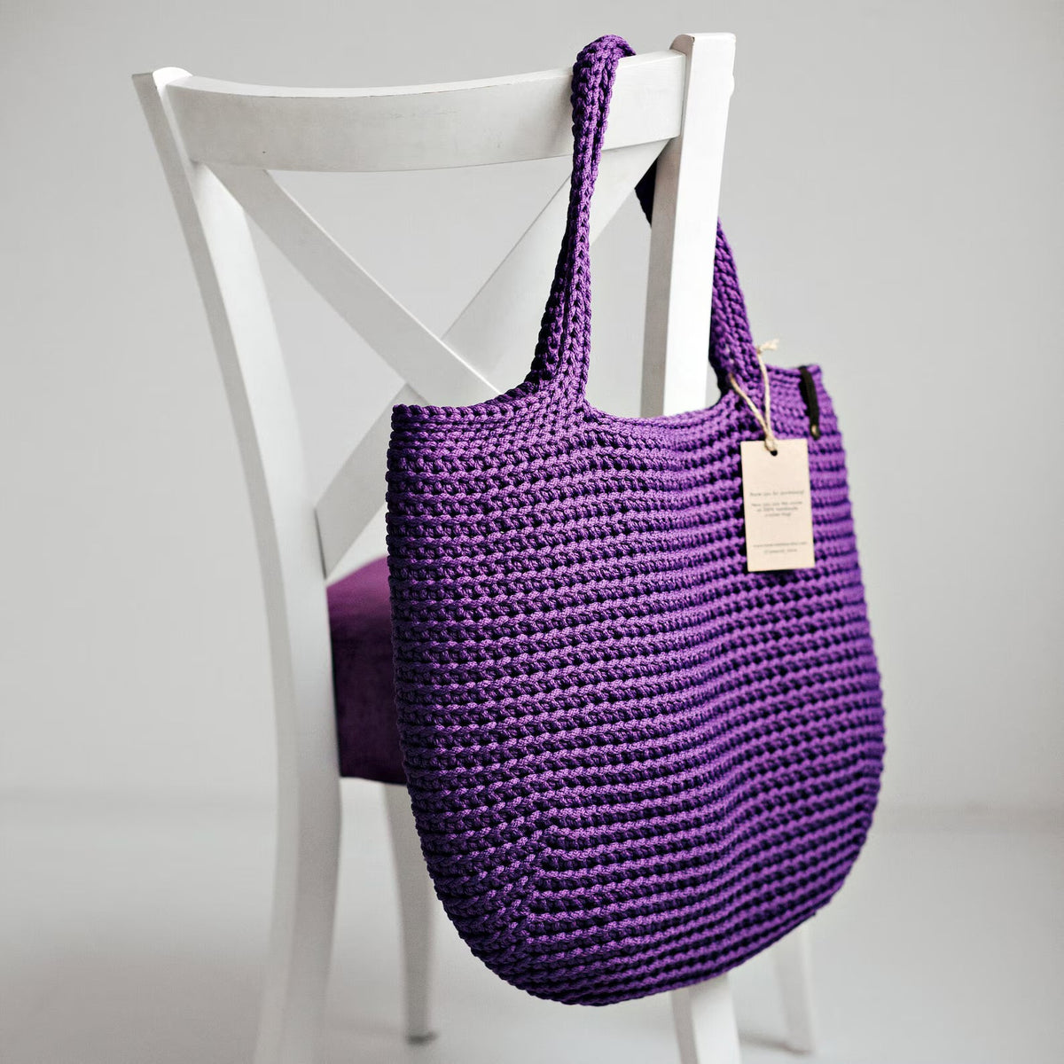 XXL crochet tote used as an everyday bag