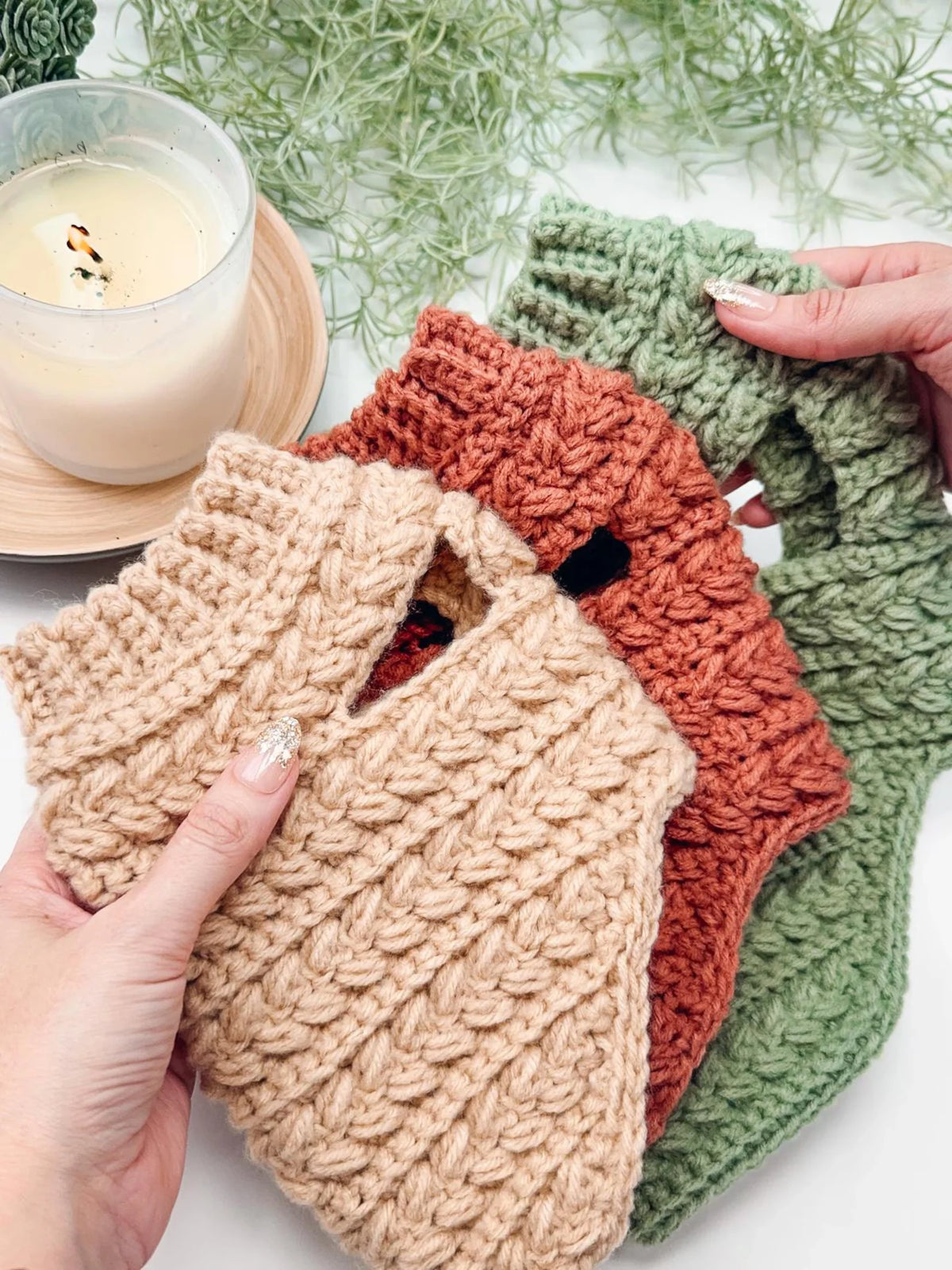 Top-down crochet dog sweater neckline and collar detail