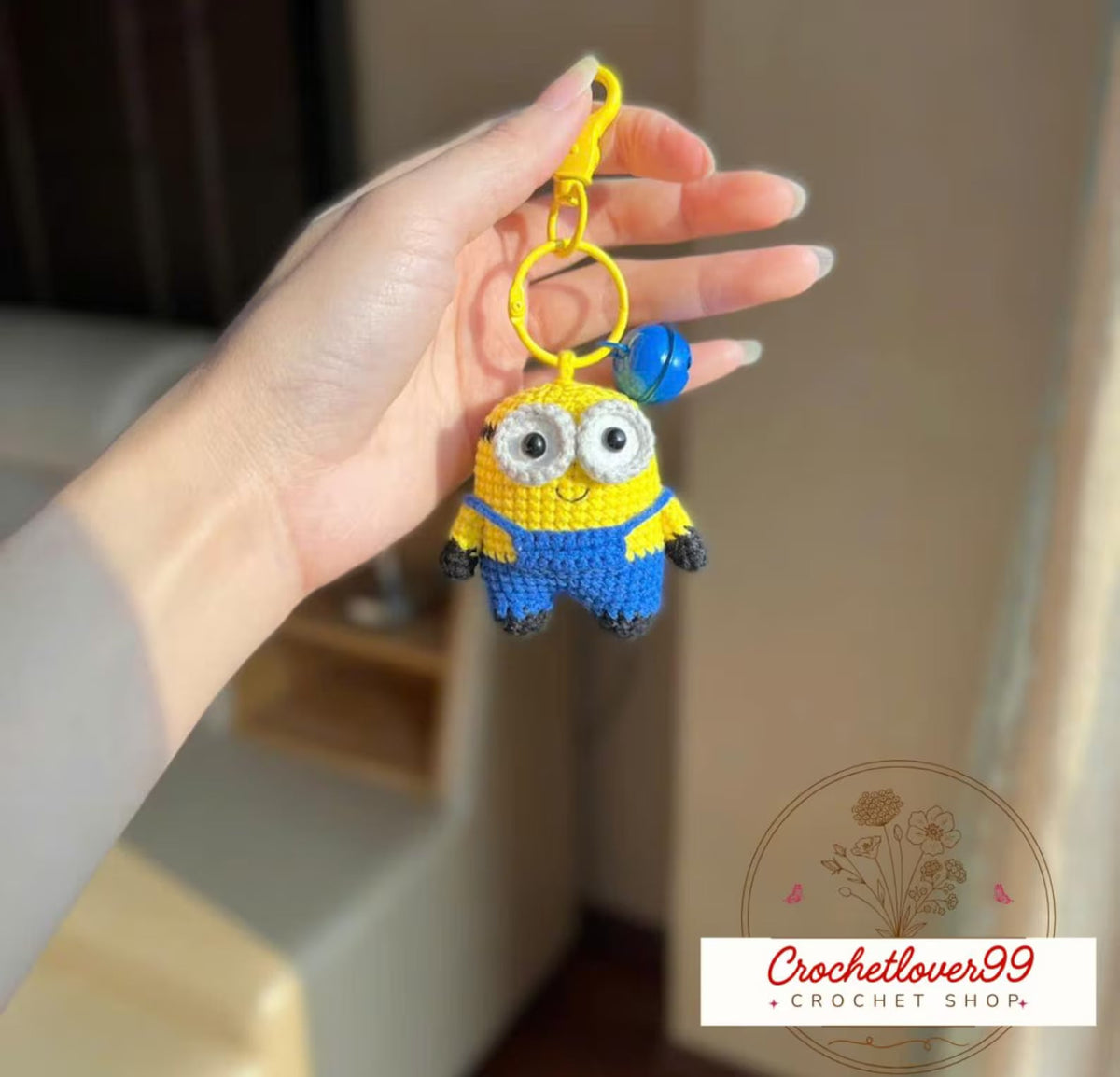 Tiny crocheted animal amigurumi attached to key rings