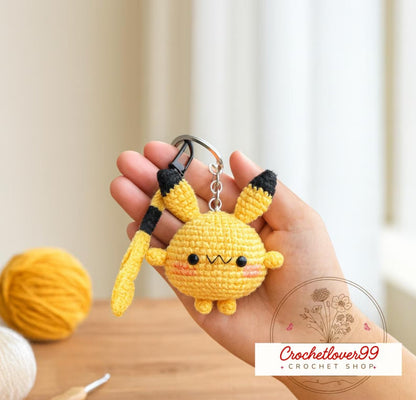 Mini amigurumi bag charms in different colors