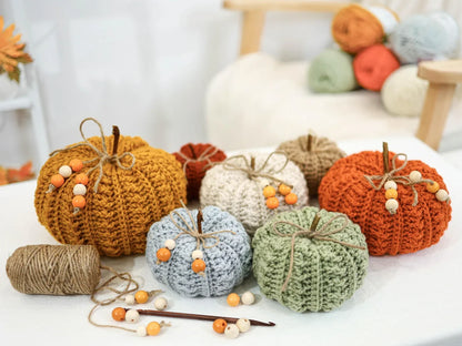 Crochet pumpkin close-up showing textured stitch pattern