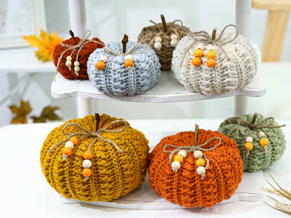Fall pumpkin crochet arrangement with several sizes