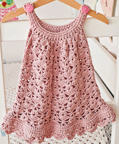 Close-up of the lace stitch pattern on the crochet dress