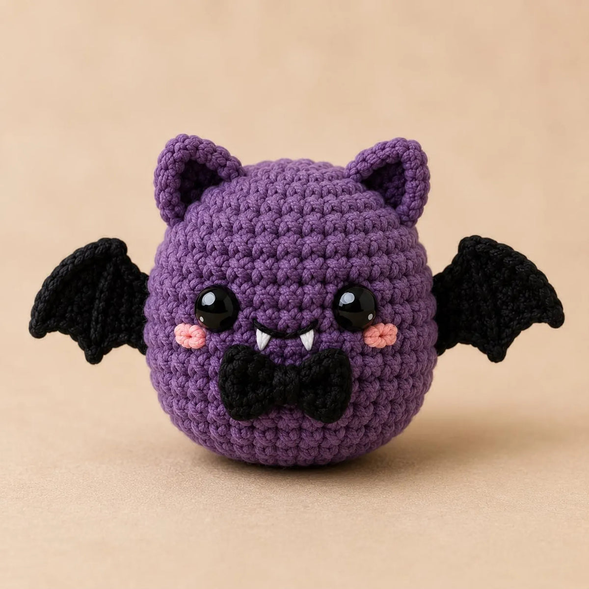 Black cat kawaii amigurumi crocheted in bao bun shape