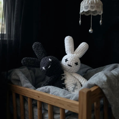 Detail of the crochet stitches on the two-headed bunny body