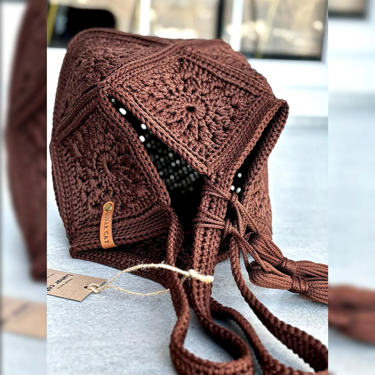 Market bag crochet pattern, textured stitch detail
