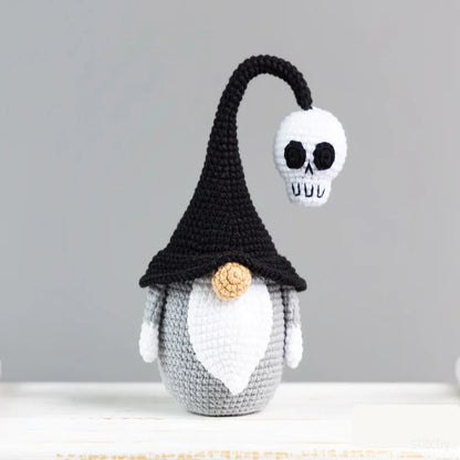 Back view of the Halloween gnome showing hat and body